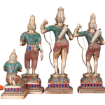 Brass Ram Darbar Meenakari Set | Lord Ram 23" with Family | Premium Stonework Art | 27 kg Temple Grade Murti | Handcrafted Divine Family Collection